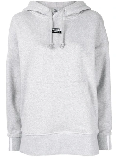 Shop Adidas Originals Relaxed-fit Logo Patch Hoodie In Grey