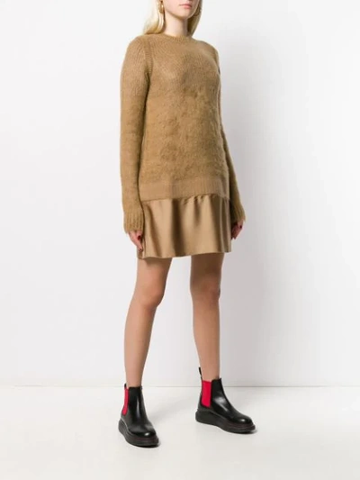 Shop N°21 Panelled Knitted Dress In Brown