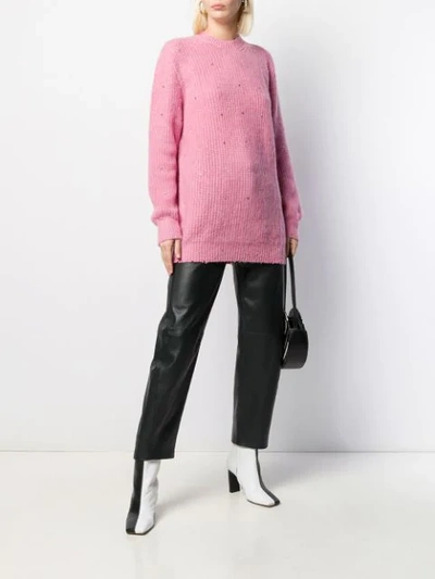 Msgm Crystal-embellished Jumper In Pink