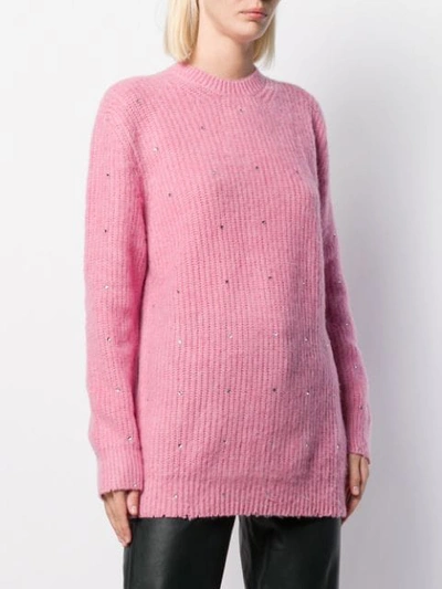 Shop Msgm Crystal-embellished Jumper In Pink