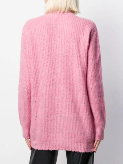 Msgm Crystal-embellished Jumper In Pink