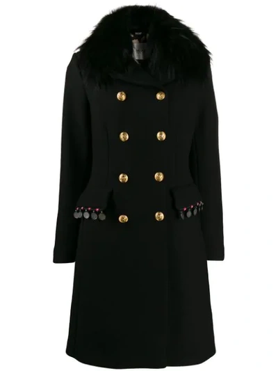 Shop Bazar Deluxe Double Breasted Coat In Black