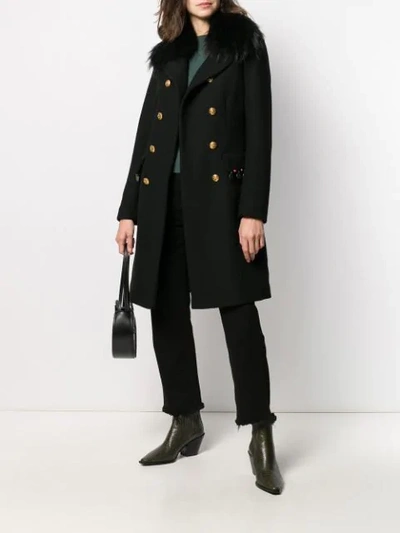 Shop Bazar Deluxe Double Breasted Coat In Black