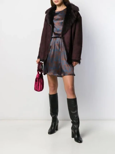 Shop Federica Tosi Long-sleeve Shift Dress In Brown