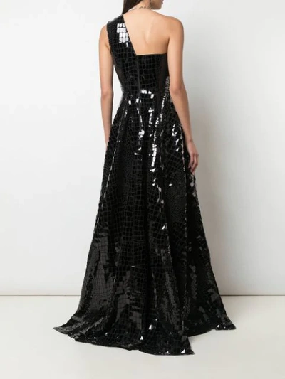 Shop Alex Perry Jasper Sequinned One-shoulder Gown In Black