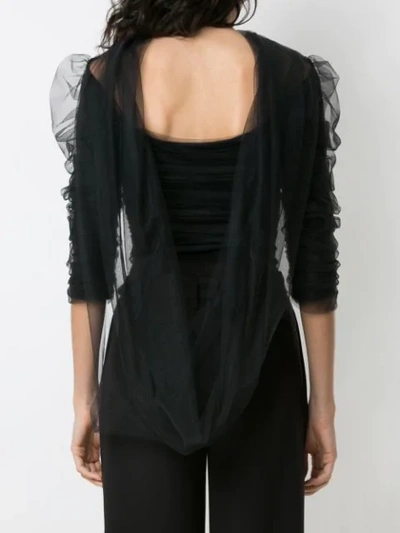 Shop Gloria Coelho Draped Tulle Blouse In Black