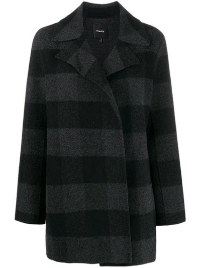 Shop Theory Check Short Coat In Black