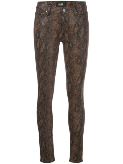 Shop Paige Hoxton Snake-skin Print Jeans In Brown