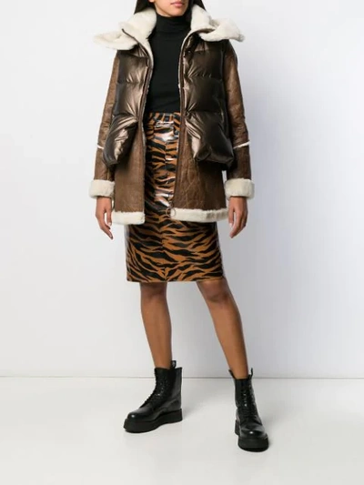 Shop Nicole Benisti Hybrid Padded Coat In Brown