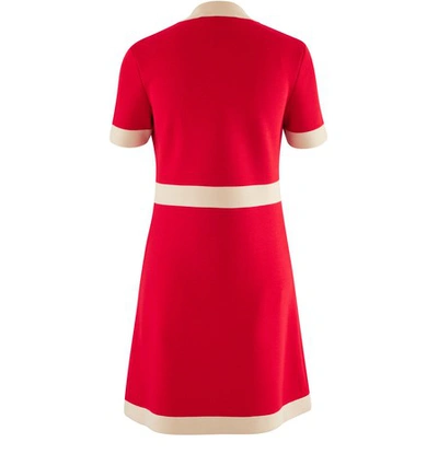 Shop Gucci Wool Dress In Red/ivory