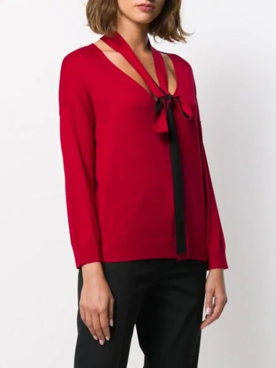 Shop Red Valentino Bow-detailed Jumper In Red