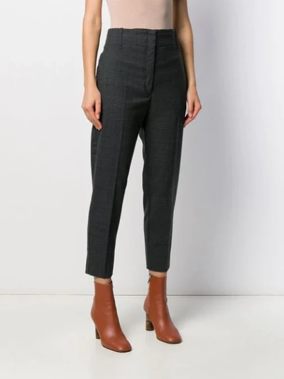 Shop Pinko Cropped High-waist Trousers In Grey