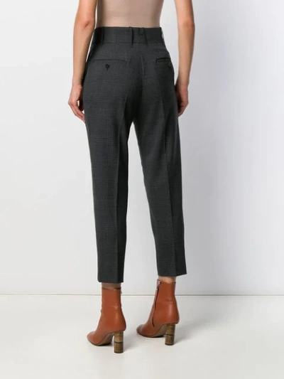 Shop Pinko Cropped High-waist Trousers In Grey