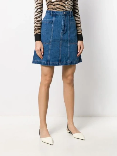 Shop Apc A-line Denim Skirt In Blue