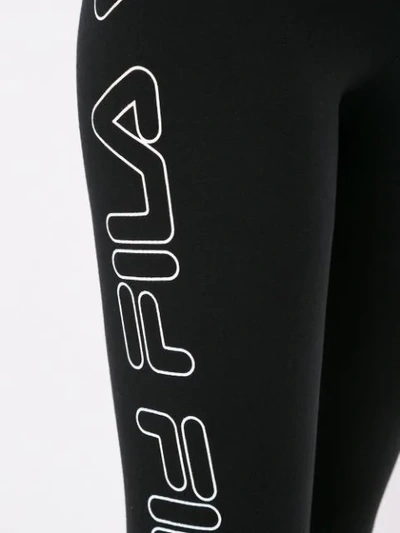 Shop Fila Side Logo Print Leggings In Black