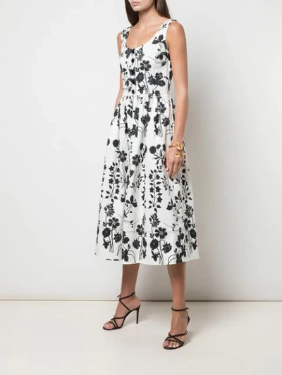 Shop Oscar De La Renta Botanical Silhouette Dress In White