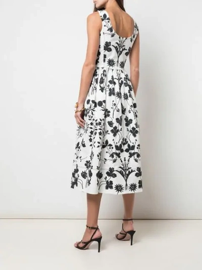 Shop Oscar De La Renta Botanical Silhouette Dress In White