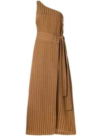 Shop Muller Of Yoshiokubo One-shoulder Dress In Brown