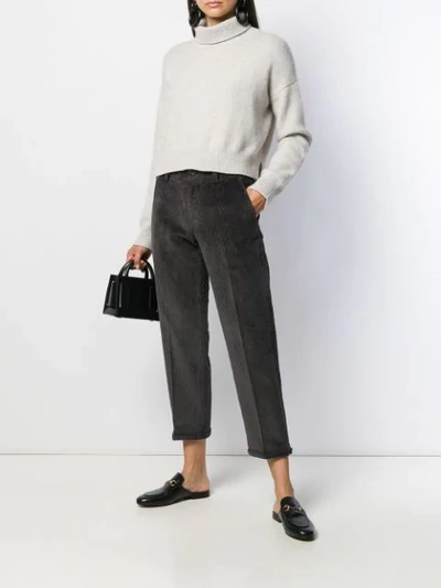 Shop Pt01 Cropped Corduroy Trousers In Grey