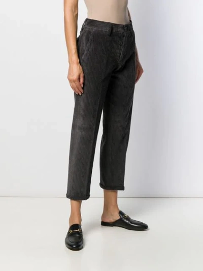 Shop Pt01 Cropped Corduroy Trousers In Grey