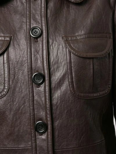 Shop Goen J Geiza Vegan Leather Coat In Brown