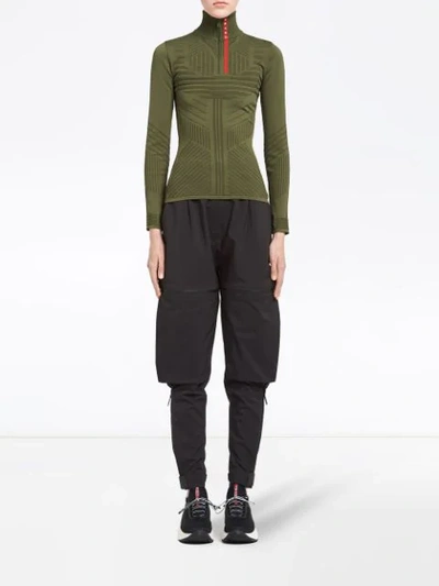 Shop Prada Technical Jacquard Jumper In F0u46 Military Green+military Green