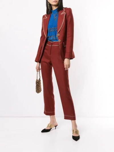 Shop Peter Pilotto Straight-leg Cord Detail Trousers In Red