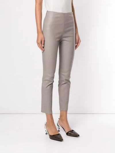 Shop Lorena Antoniazzi Faux-leather Skinny Trousers In Neutrals