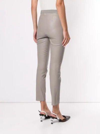 Shop Lorena Antoniazzi Faux-leather Skinny Trousers In Neutrals