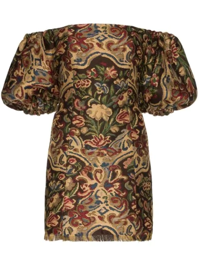 Shop Etro Tapestry Embroidered Mini Dress In Multicoloured