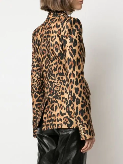 Shop Paco Rabanne Single-breasted Leopard Blazer In Gold