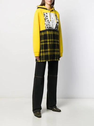 Shop Gina Patchwork Print Hoodie In Yellow