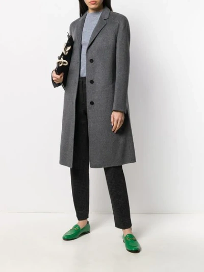 Shop Theory Single Breasted Coat In Grey