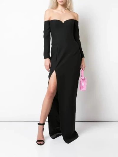 Shop Rasario Off-shoulder Corset Gown In Black