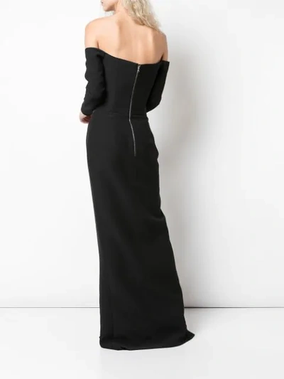 Shop Rasario Off-shoulder Corset Gown In Black