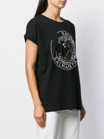 Shop Balmain Tiger Embroidery Oversized T-shirt In Black