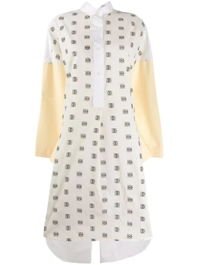 Shop Loewe Broderie Anglaise Anagram Print Oversized Shirt In Yellow