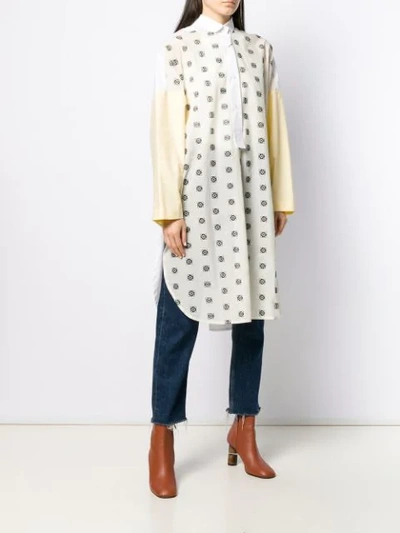 Shop Loewe Broderie Anglaise Anagram Print Oversized Shirt In Yellow