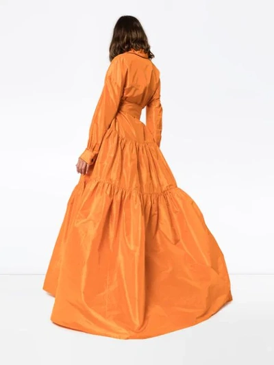 Shop Carolina Herrera Tiered Maxi Shirt Dress In Orange