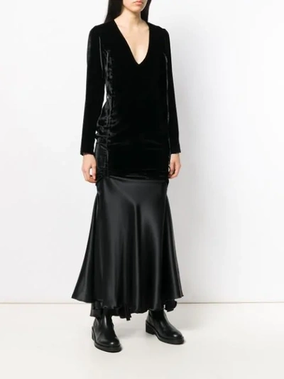 Shop Almaz Ruched V-neck Dress In Black