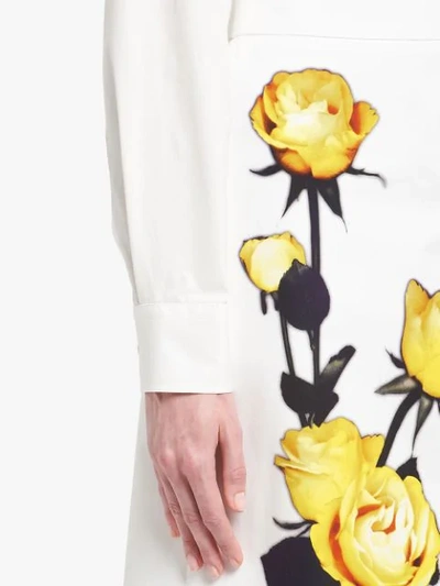 Shop Prada Rose Print Poplin Skirt In White