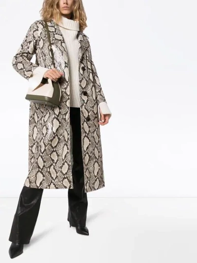 Shop Stand Studio Mollie Snake-print Faux Leather Coat In Neutrals