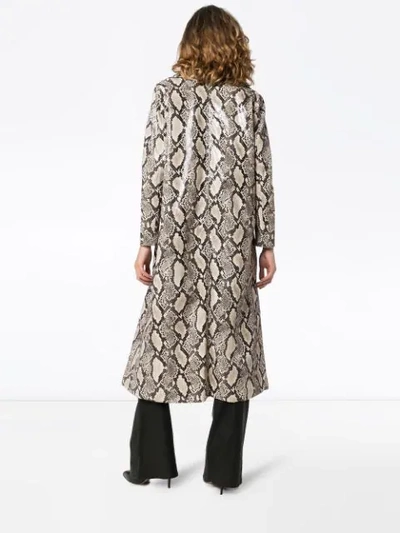 Shop Stand Studio Mollie Snake-print Faux Leather Coat In Neutrals