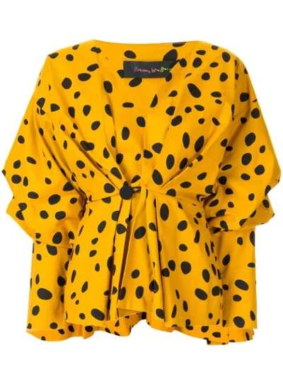 Shop Romance Was Born Cheetah Minx Blouse In Yellow