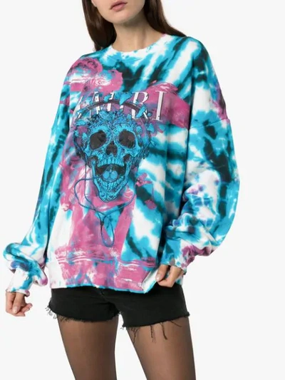 Shop Amiri Skull Logo Print Tie-dye Sweatshirt In Purple