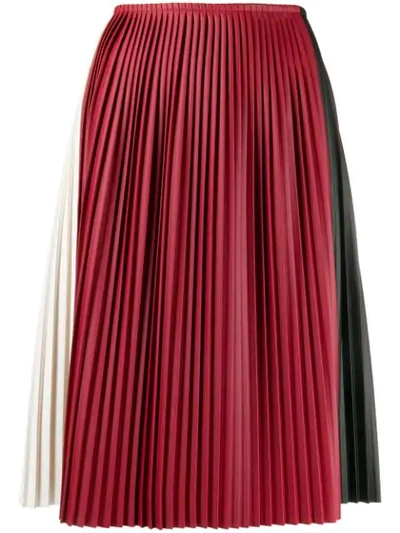 Shop Plan C Colour-block Pleated Skirt In Red