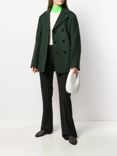 Shop Jil Sander Double-breasted Coat In Green