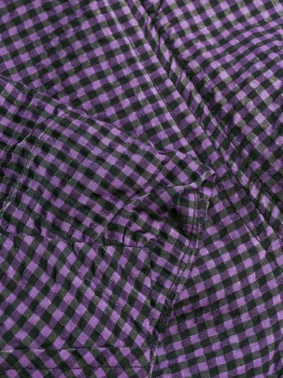 Shop Ganni Ruched Checked Pattern Mini Dress In Purple
