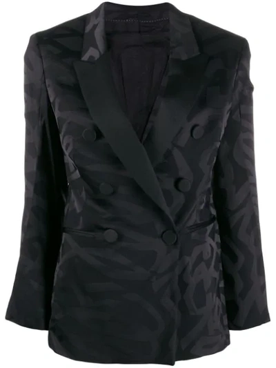 Shop Neil Barrett Double-breasted Abstract Print Blazer In Black