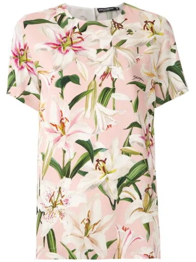 Shop Dolce & Gabbana Lily-print Blouse In Pink